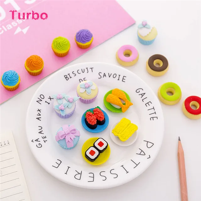 Wholesale Promotional School stationery accessories best quality colorful creative cute girl  3d shaped rubber erasers