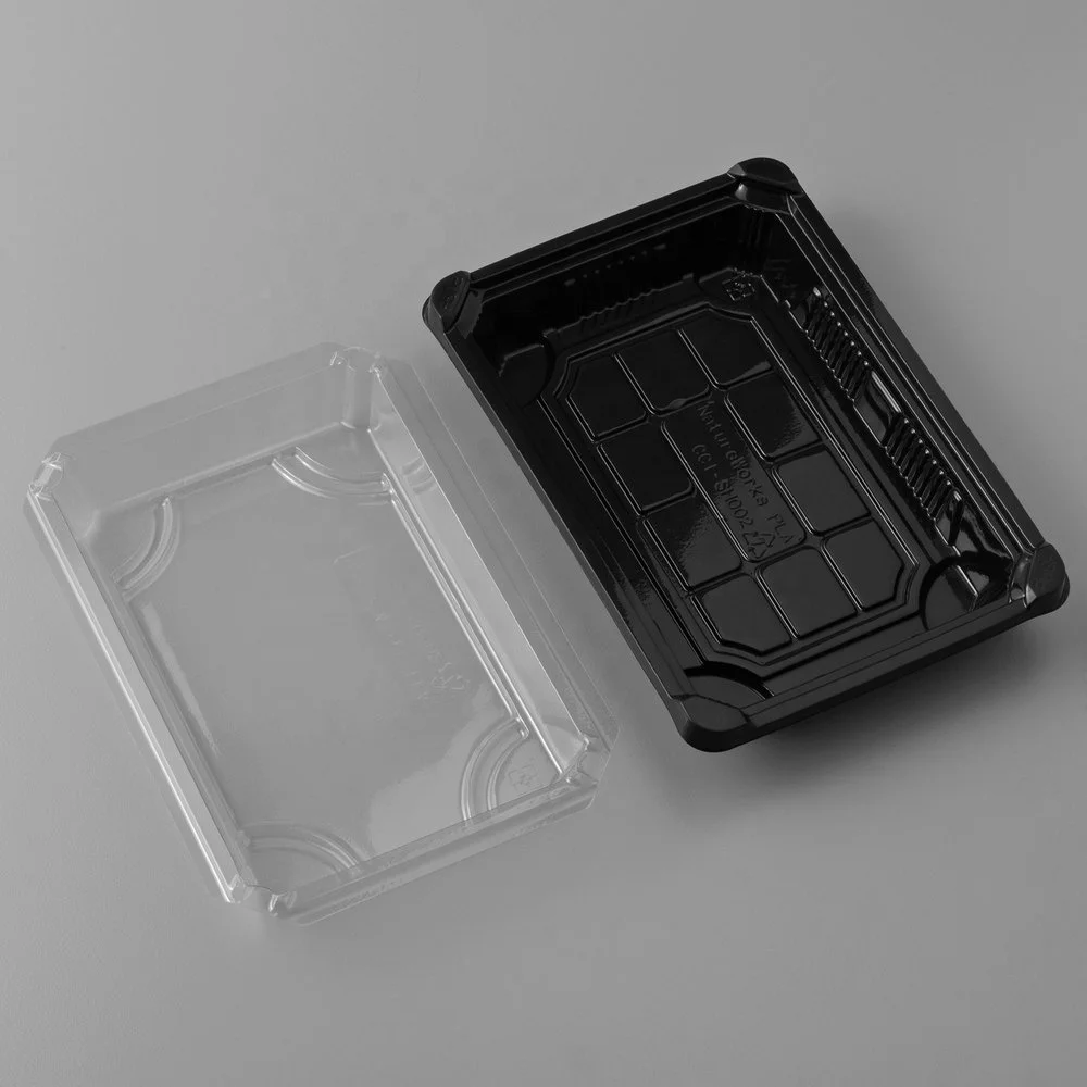 Rectangle Sushi Box PS Plastic Sushi Container with Antifog Clear Lid