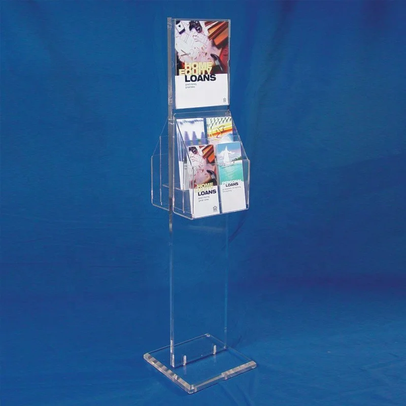 Floor standing acrylic magazine open book display brochure display stand