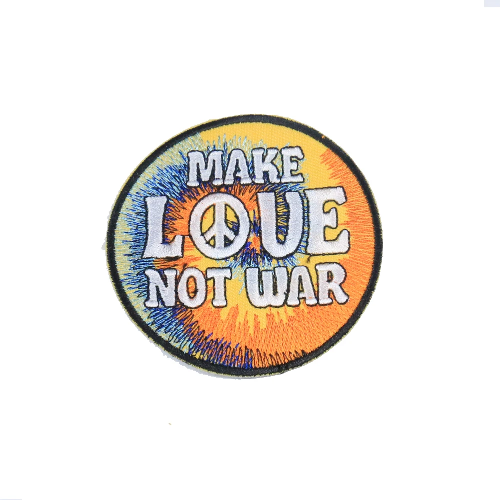 
Sewing Supplies Make Love Not War Letter Peace Sign Iron on Applique Sewing Fabric Patchwork DIY Embroidered Embellishments 