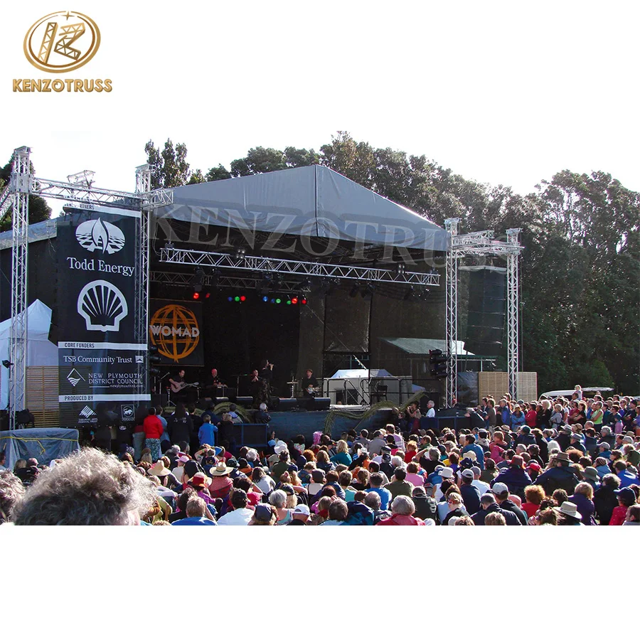Outdoor Aluminum Concert Stage 4 Pillars Truss System with Roof