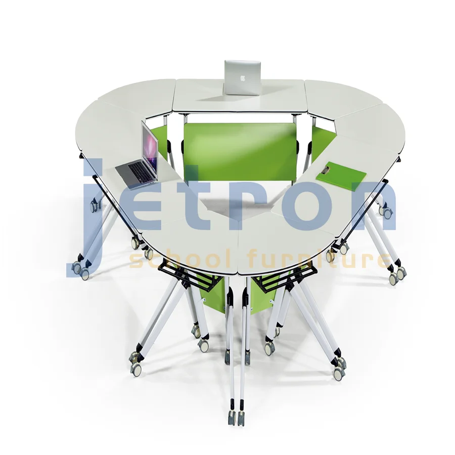 
Sturdy and convenient fan-shaped foldable wood table splicing 