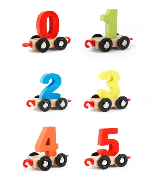 numeral cart pull wooden toy train for sale