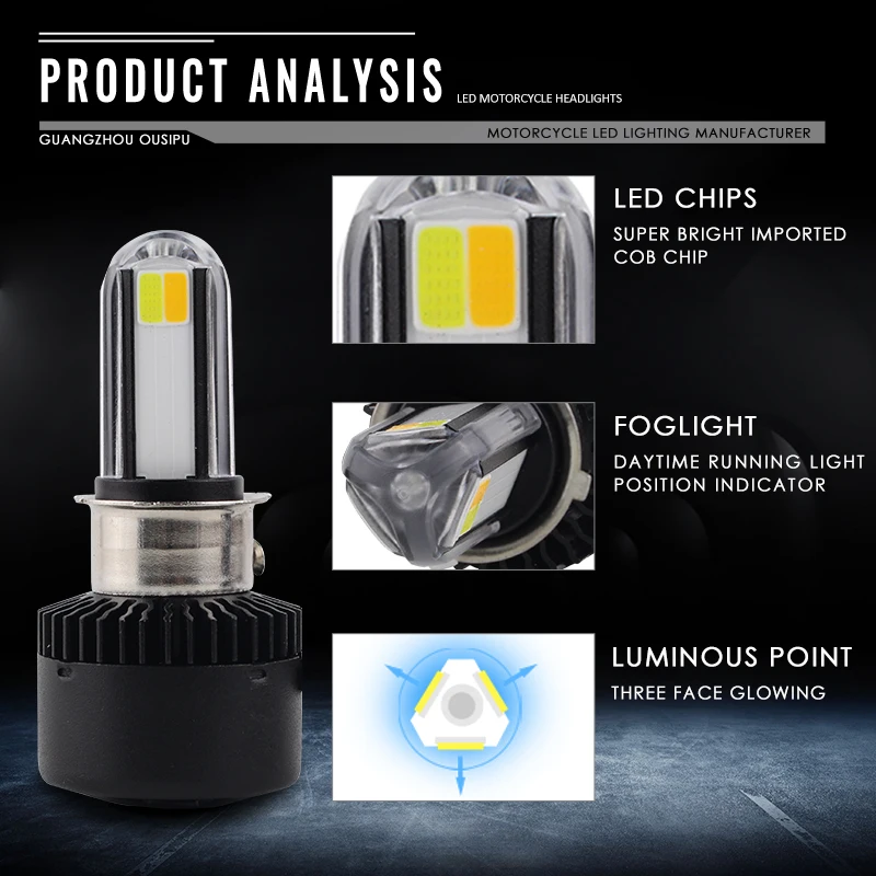 RTD M02X Dual Colors Motorcycle H4 HS1 BA20D S2 P15D H6 LED Headlight 3500LM 35W 6500K 3000K AC/DC 12V White Yellow Universal