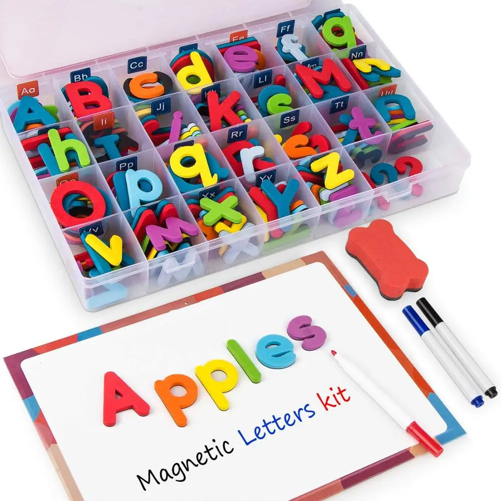 Magnetic Alphabet Letters Kit with Double-Side Magnet Board Foam Alphabet Letters for Preschool Kids Toddler