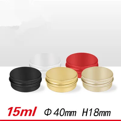 
high quality round shape 15ml red white black gold frosted gold makeup metal can with screw cap 