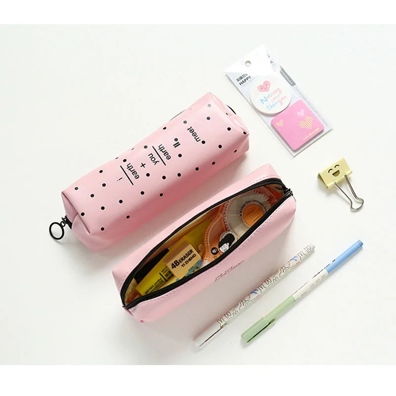 Wholesale Creative Stationery Cute Cartoon Candy Color Leather Square Small Pencil Bag Student Stationery Custom PU Pen Bag