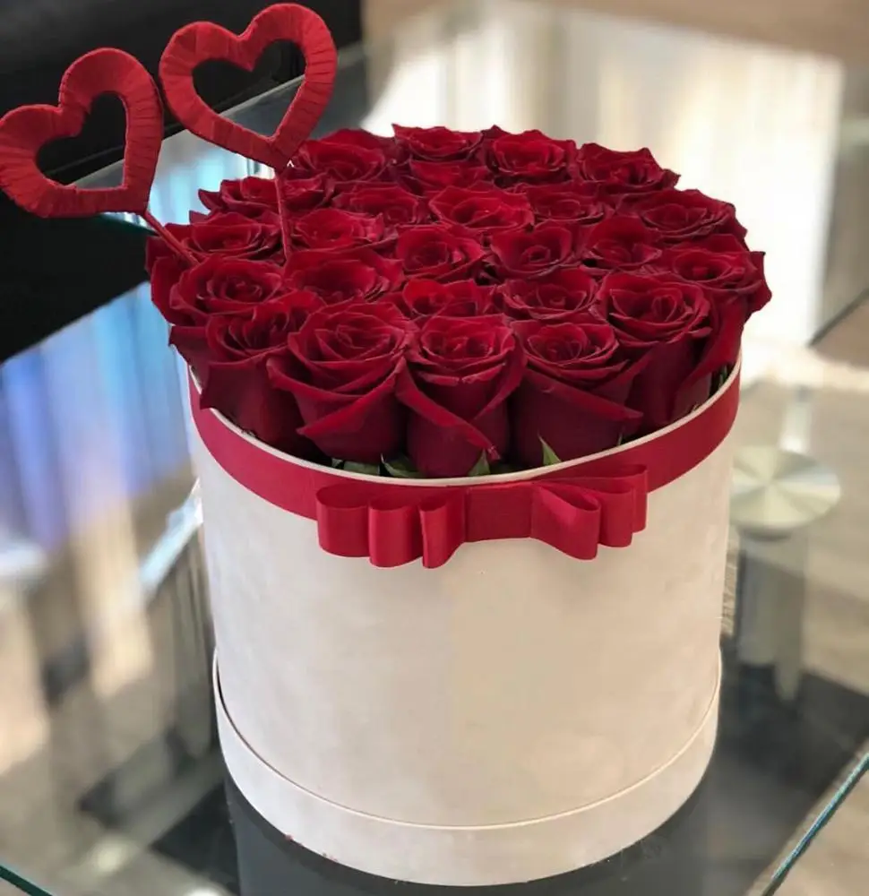 hat cardboard paper suede velvet round cylinder flower box