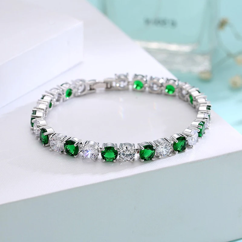 Women Luxury Jewelry Classic Design AAA+ Round 0.5 Carat Cubic Zircon Bangle Tennis Bracelet