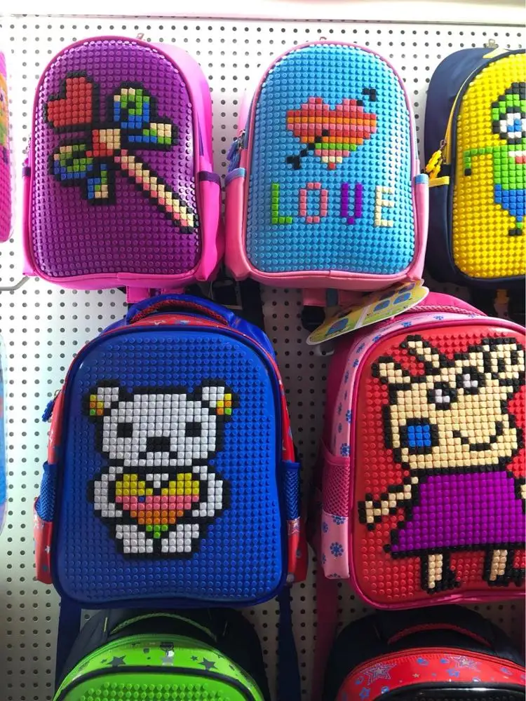 High Quality Silicone Puzzle DIY Kids School Bag Backpack Lego