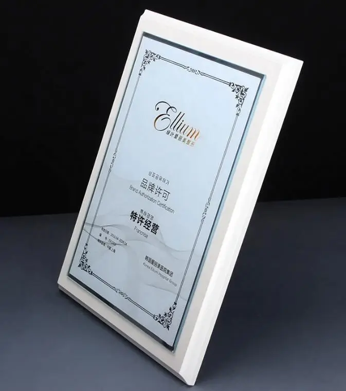 White acrylic authorized plaque standing frame