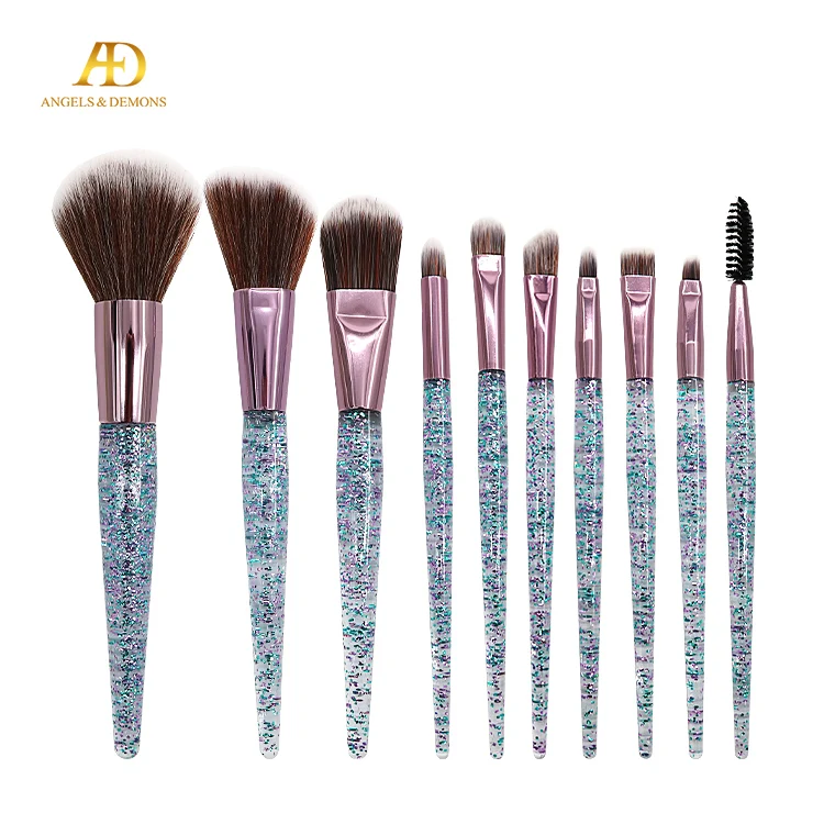 
Glitter 10 Piece Synthetic Free Vegan Makeup Brushes Set 