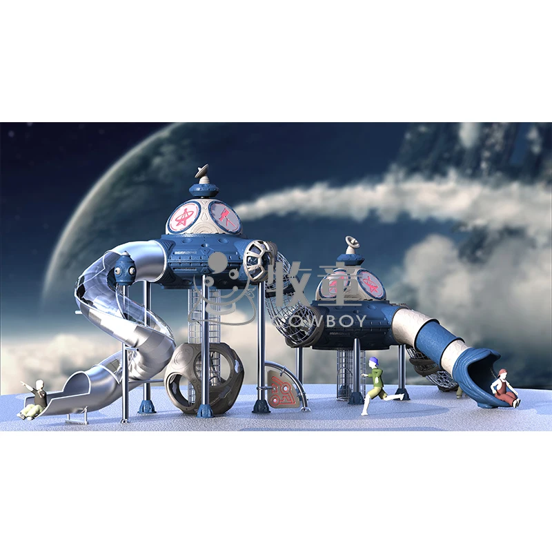 2019 НЛО вращать играть космический корабль структура сталь восхождение слайд развлечений парк оборудования
