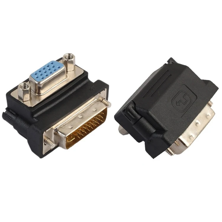 90 Degree DVI-I 24+5 Male to VGA HD15 Female Adapter Monitors Graphic Video HD 1080P Connector Plug