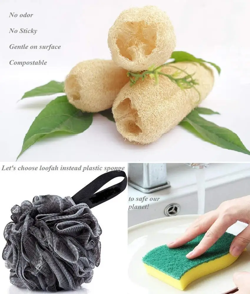 Whole Natural Loofah Vegetable Dish Scouring Pad for Kitchen Bath Sponge Body Exfoliating Scrubber Shower