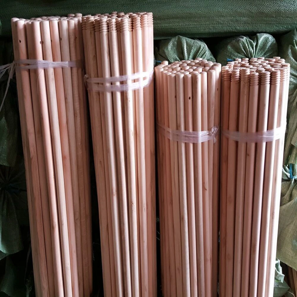 Natural broom handles stick  long handle thread push brush broom broom garden  cleaning natural wooden curtain rod