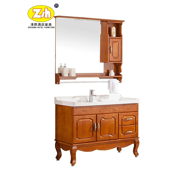 Vanity mirror wood hotel bathroom cabinet Z E212