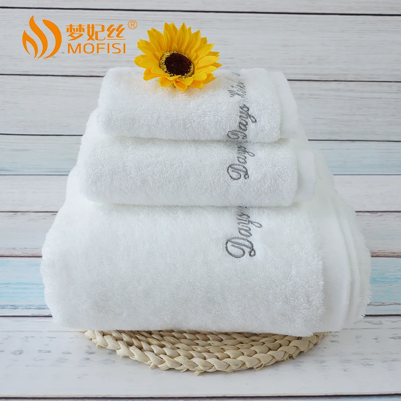 Plain hand hotel towel white custom embroidered logo