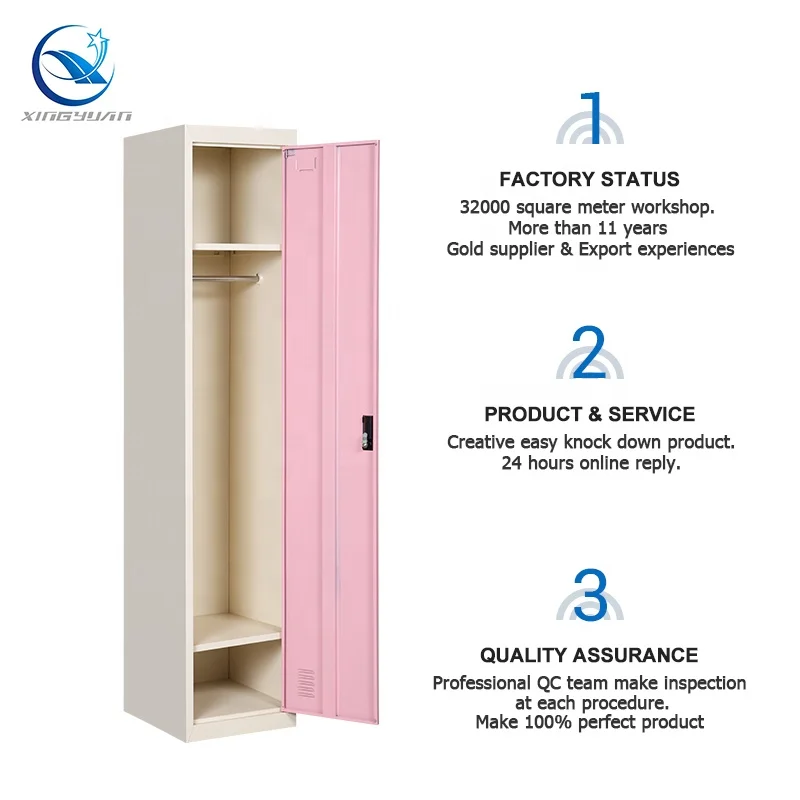 Strong structure  cheap dorm steel metal locker 1 door wardrobe