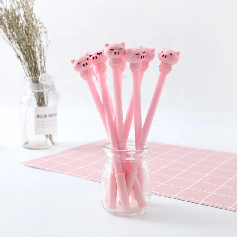 
Student Gift Signature Cute Pink Pig Shape Cartoon Kawaii Black Gel Pen 