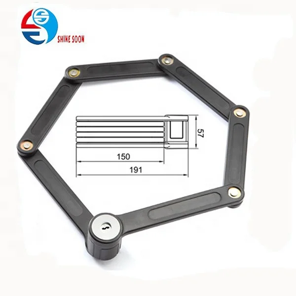 Велосипедный складной замок с ключами, защита от кражи, коррозии, сталь, черный цвет, 6 соединений