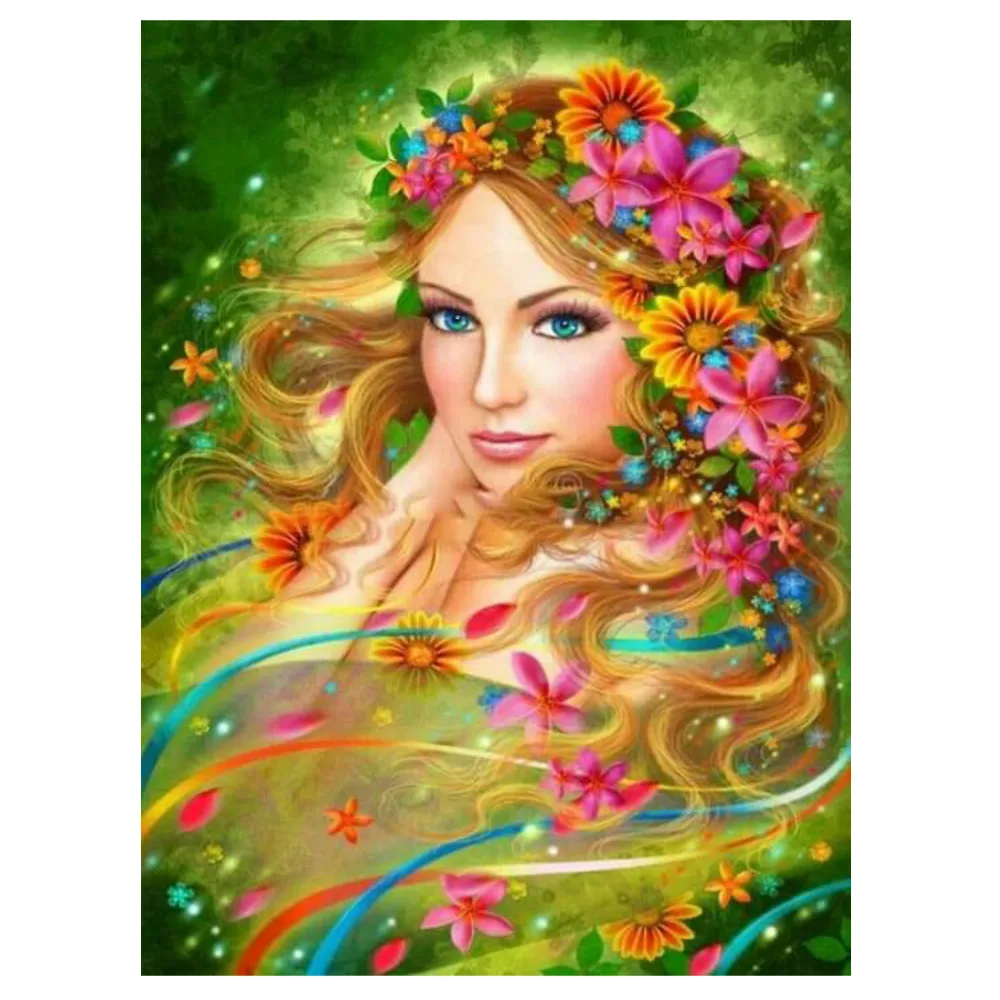 Фэнтези красивая фея женщина с цветами DIY алмазная живопись DP4