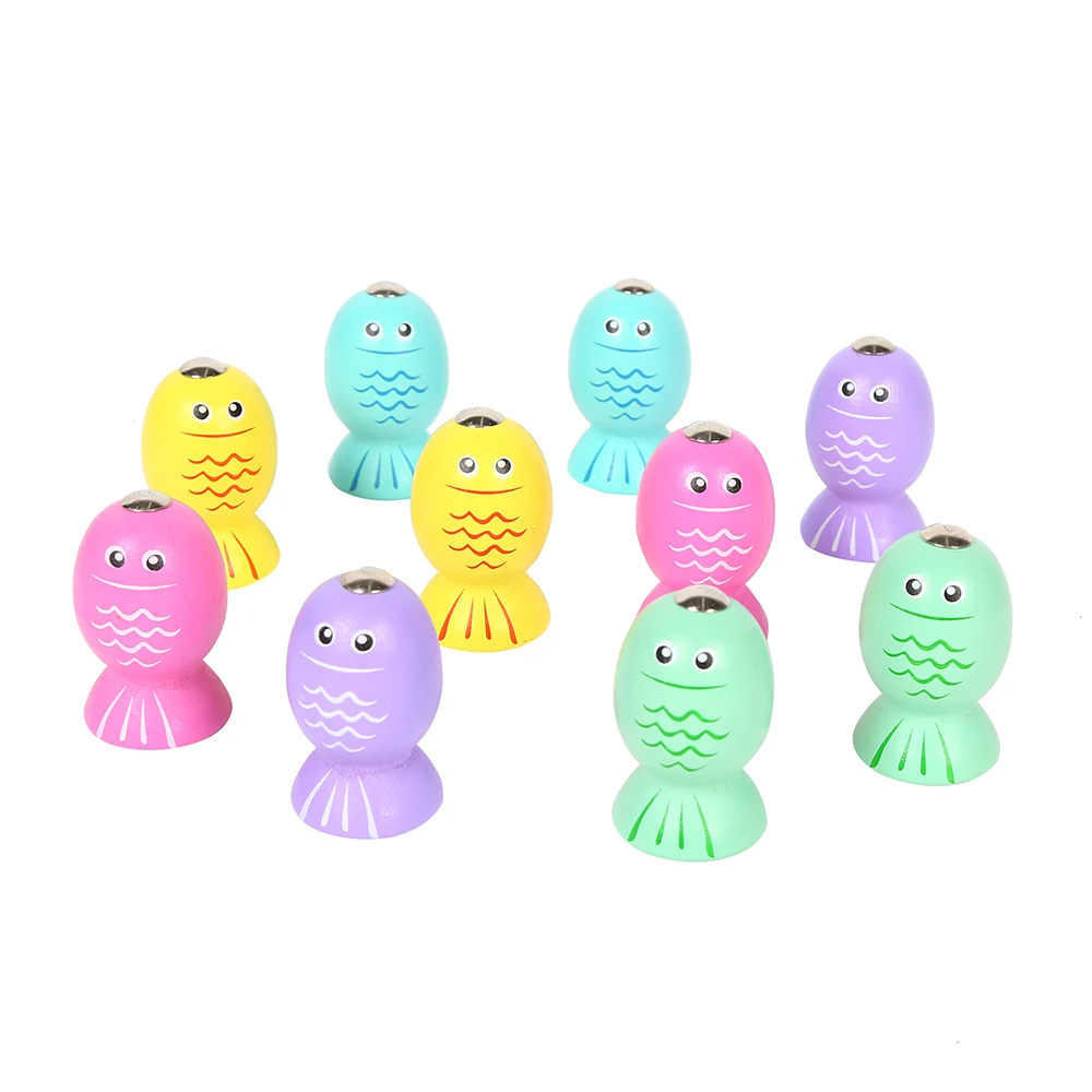 
Top fashion 2019 kids fish shape colorful magnetic fishing toy early educational wooden toys 