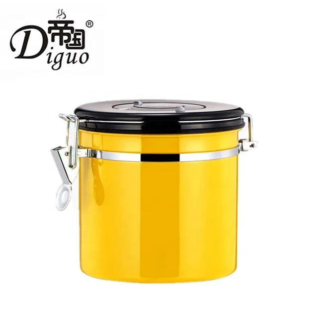 Diguo Popular 800ml 28Oz 250g Blue Color Stainless Steel Airtight Sealed Canister For Sugar Food Coffee Bean Tea