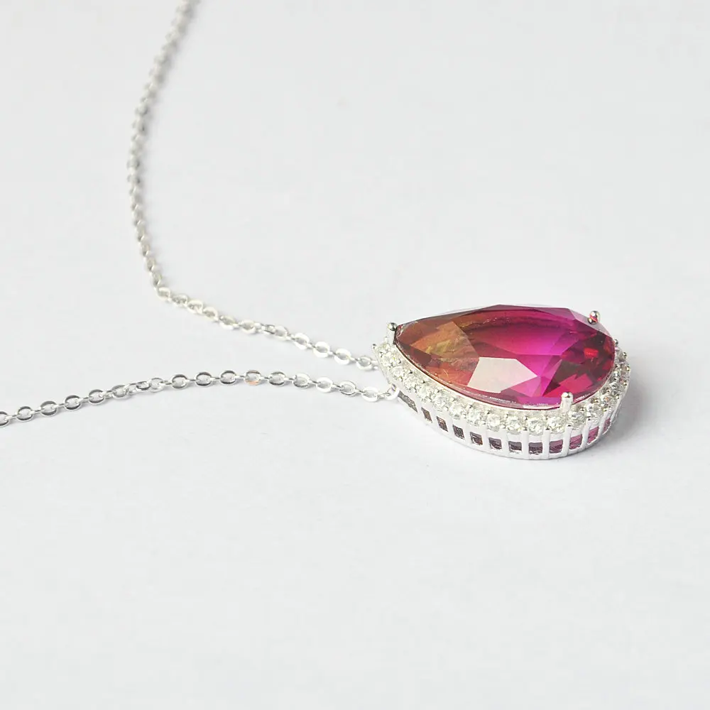 OB Women Jewelry  Fine Jewelry Necklace 925 sterling silver Silver Rainbow Fusion stone Pendant for immediately delivery gifts