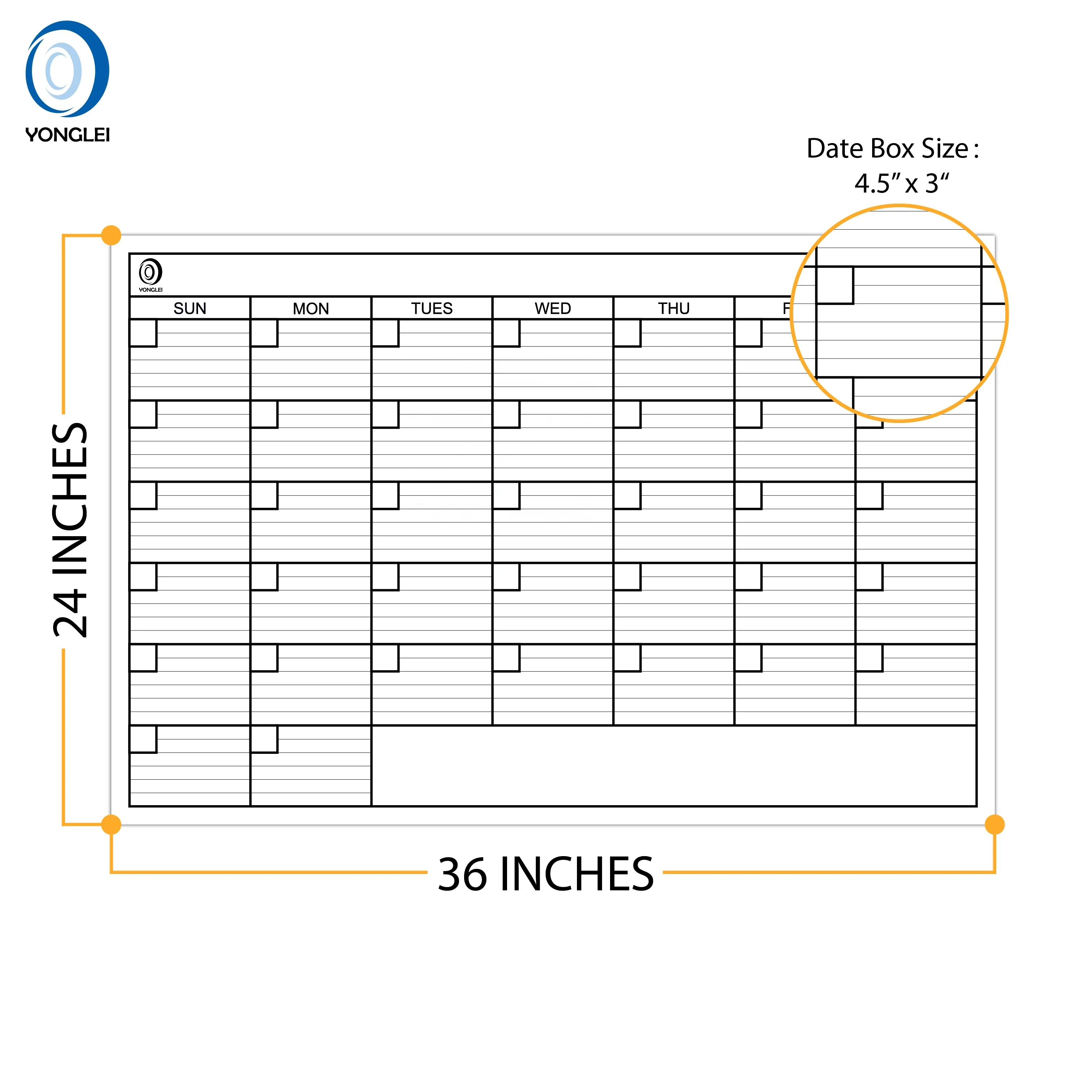 001-5A1 Dry erase reusable wall calendar laminated wall planner calendar blank calendar poster