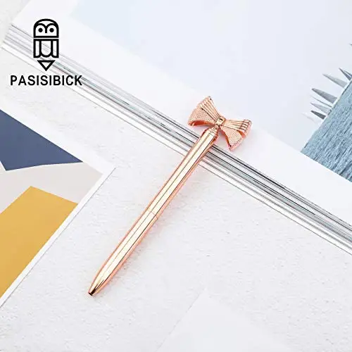 Butterfly Ballpoint Pens,3 Pcs Rose Gold and Silver Metal Pens with Black Ink