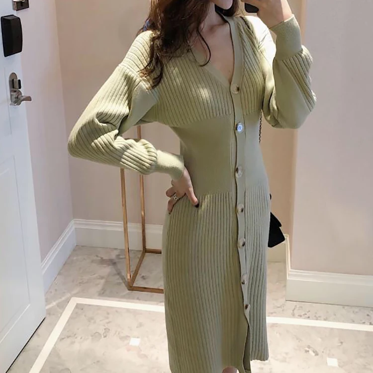 Beautiful Warm Winter Fashion Style Clothes Dress Long Sleeve Sweater Dress