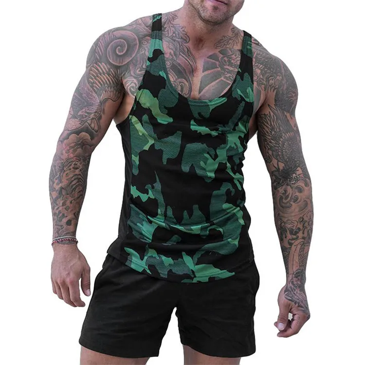 
Wholesale Custom Muscle fitness gym camouflage tank top fast drying sportswear mens camouflage vest  (62109494930)