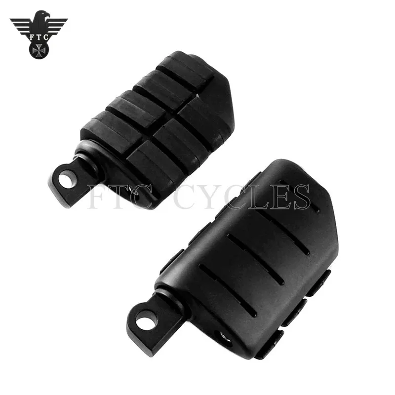 Aluminum Black Rubber Foot Pegs Foot Rest For Chopper Cafe Racer Touring Road King Footpeg