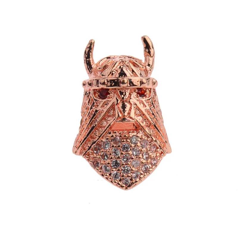 USA viking helmet red eye white zircon micro pave beads copper good quality color plated man bracelets diy charms beads