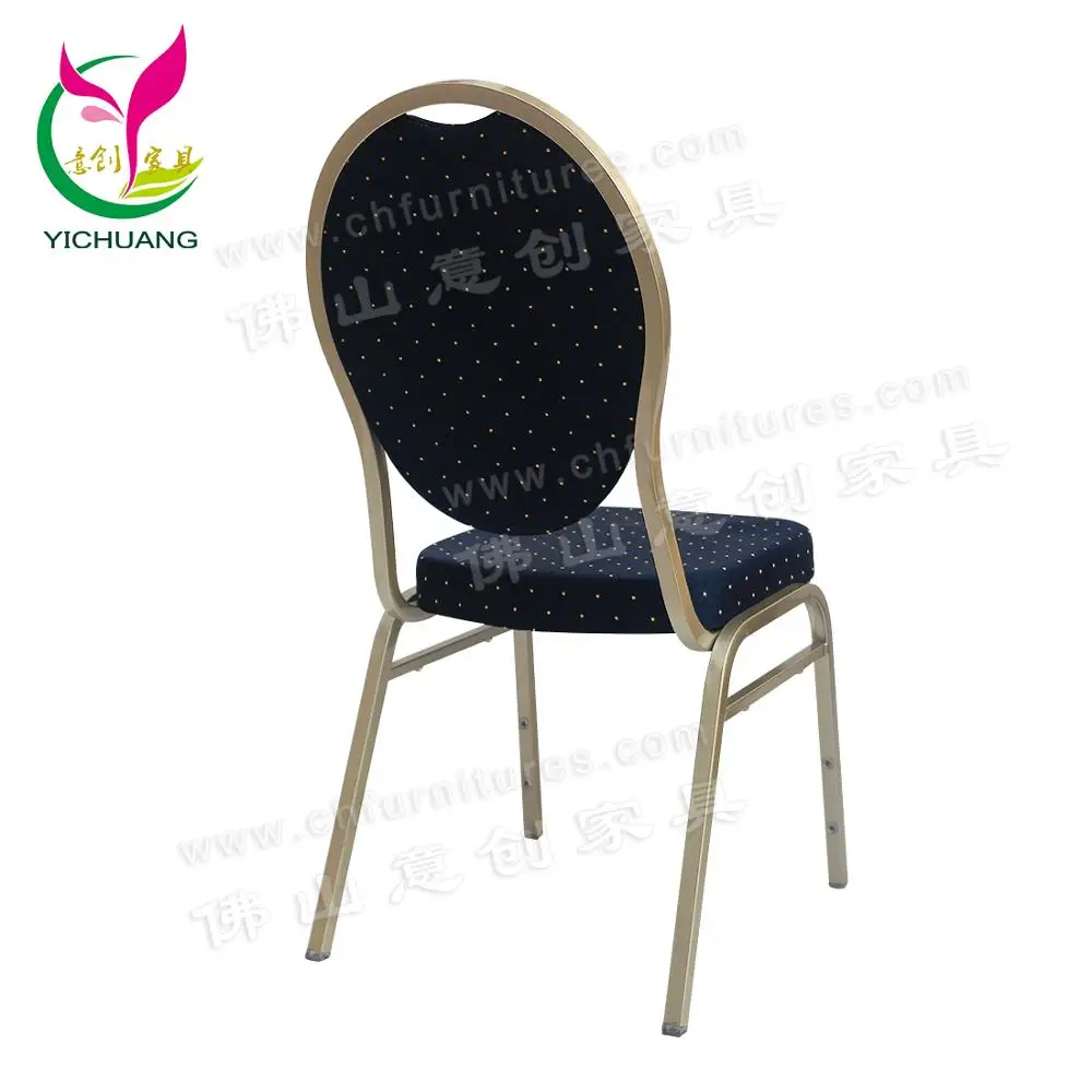 YC-ZL10-04 High Quality Fabric Cushion Dining Room Gold Aluminum Banquet Chair For Sale