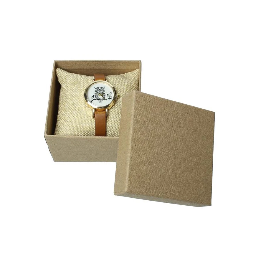 cheap custom kraft paper  lid with base watch gift display box with pillow