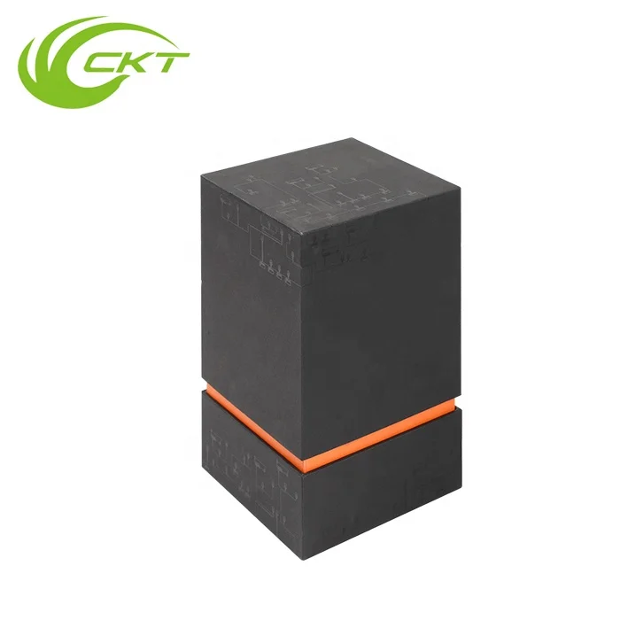 Branded Luxury Black Clamshell Cardboard Paper Packaging Perfume Sample Bottle Gift Box