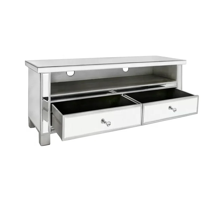 Popular modern glass mirrored TV stand cabinet