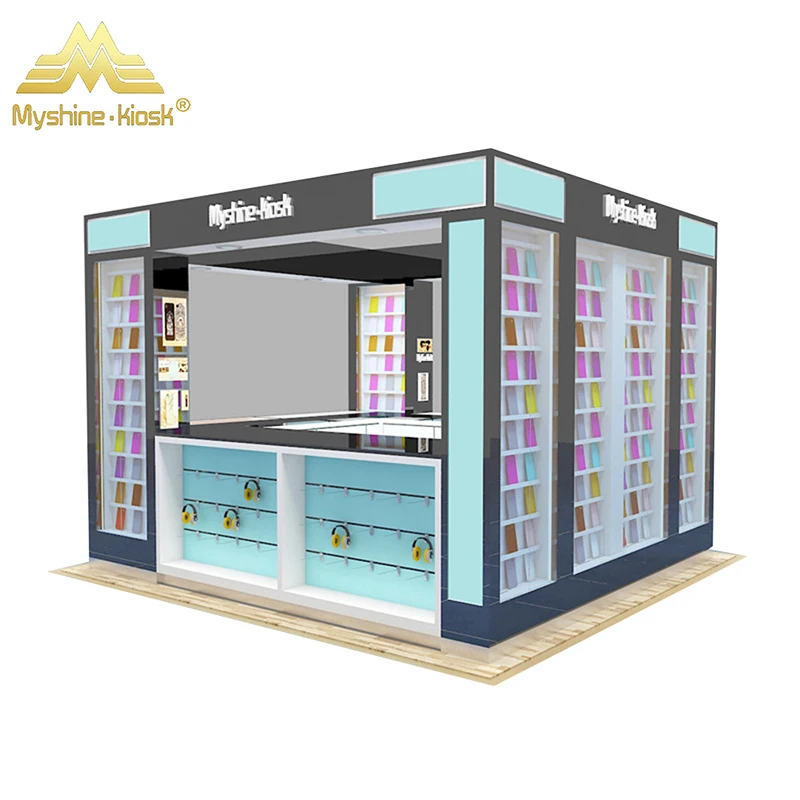 Myshine customized design lockable light up glass display cabinets for mobile accessories