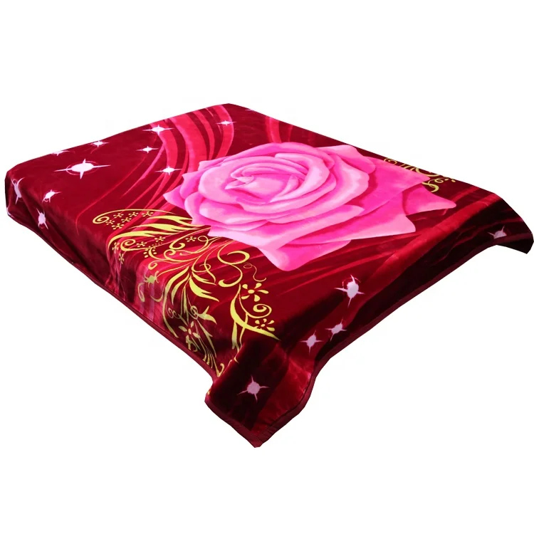 Green flower 2 ply embossed Korea premium quality new mink blanket for winter