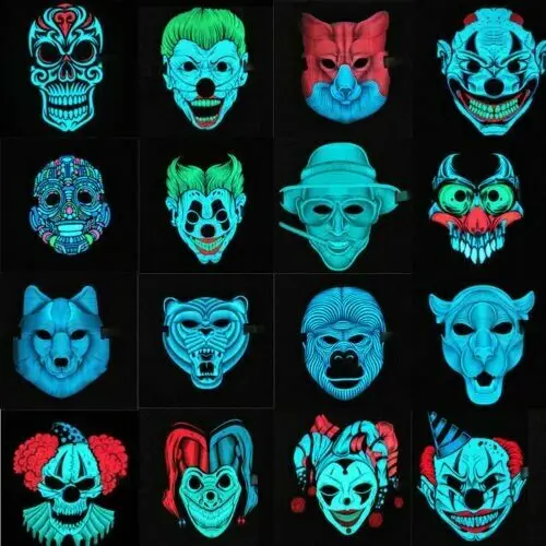Halloween LED Flashing Sound Reactive Mask Glow Luminous Rave Party Mask for Promotional gift
