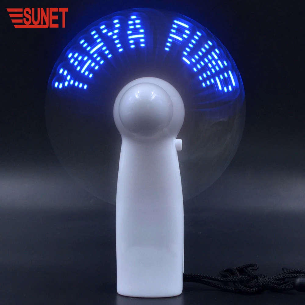 SUNJET F033 New Products Mini Portable Handy Led Custom Message Battery Fan, Led Display Handheld Mini Electric Fan