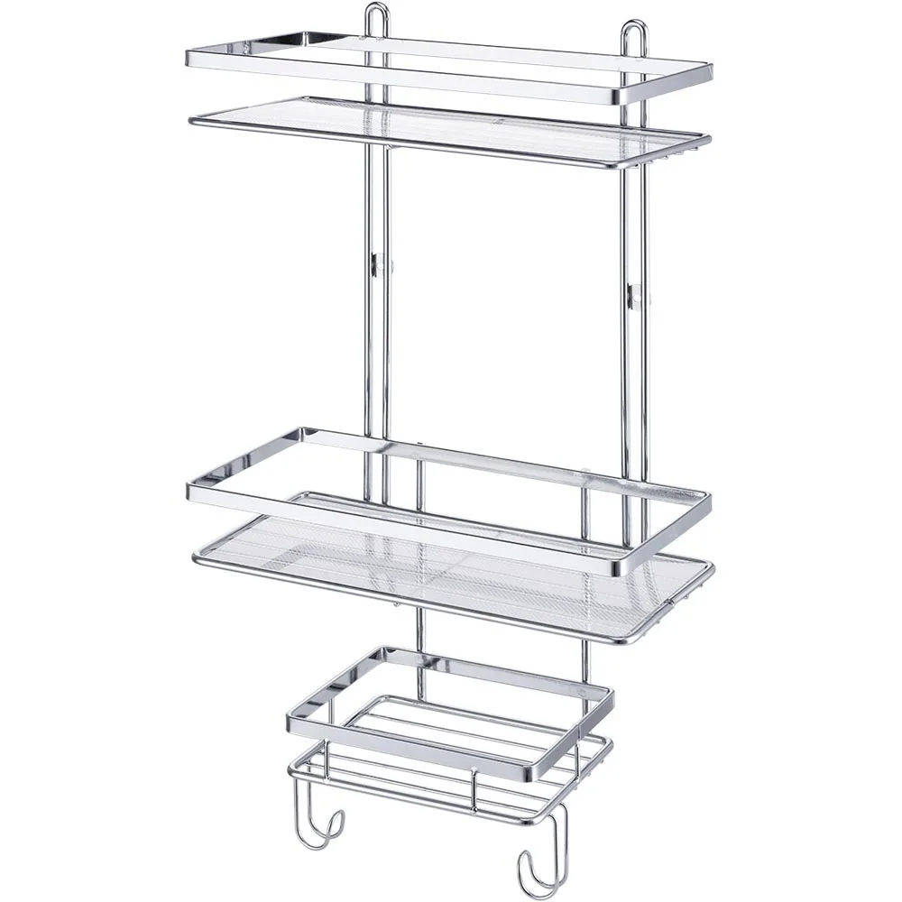 2 Tier Bathroom Wire Storage Rack chrome plated wire hanging wall rack