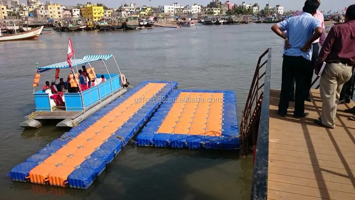 Plastic pontoon bridge for ocean and river