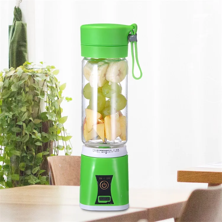 
Customized Multifunction Colourful Glass Usb Rechargeable 6 Leaf Knife Electric Juicer Bottle Drinking 