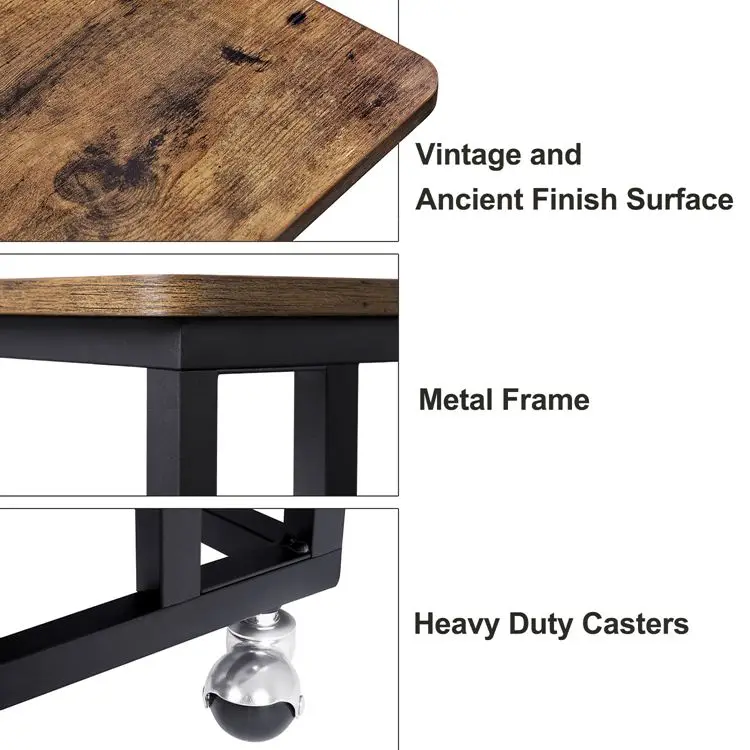 VASAGLE rustic mdf metal bedroom night stand end table, antique movable small nightstand bedside bed side table with newspaper