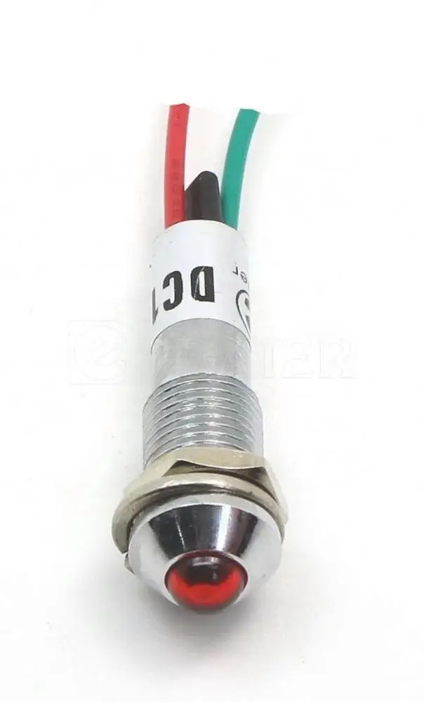 
8MM Mounting Size Wired Terminal Metal Indicator Light 220V AC 