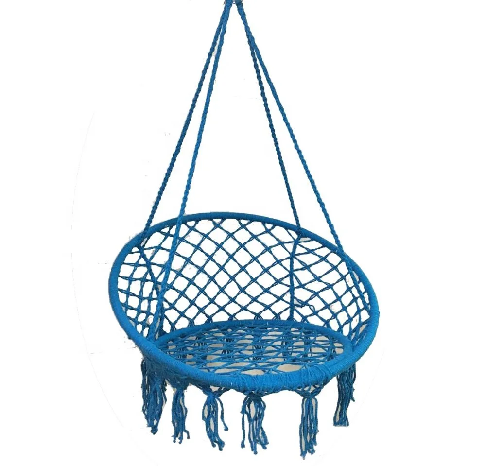 Outdoor Garden Handmade Cotton Poly Net Rope Patio Round Swing