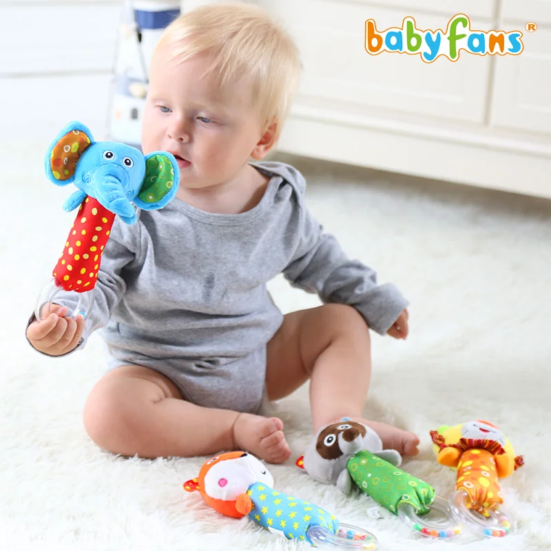 new born Baby rattle toys babyfans 2021 stuffed animal hand bell for kids educational infant toys